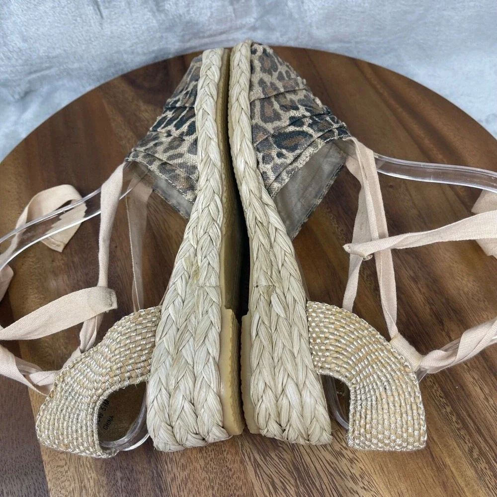 Stuart Weitzman Shoes 5.5 M Cheetah Print Espadrilles Denia‎ Lace Up Ankle Strap